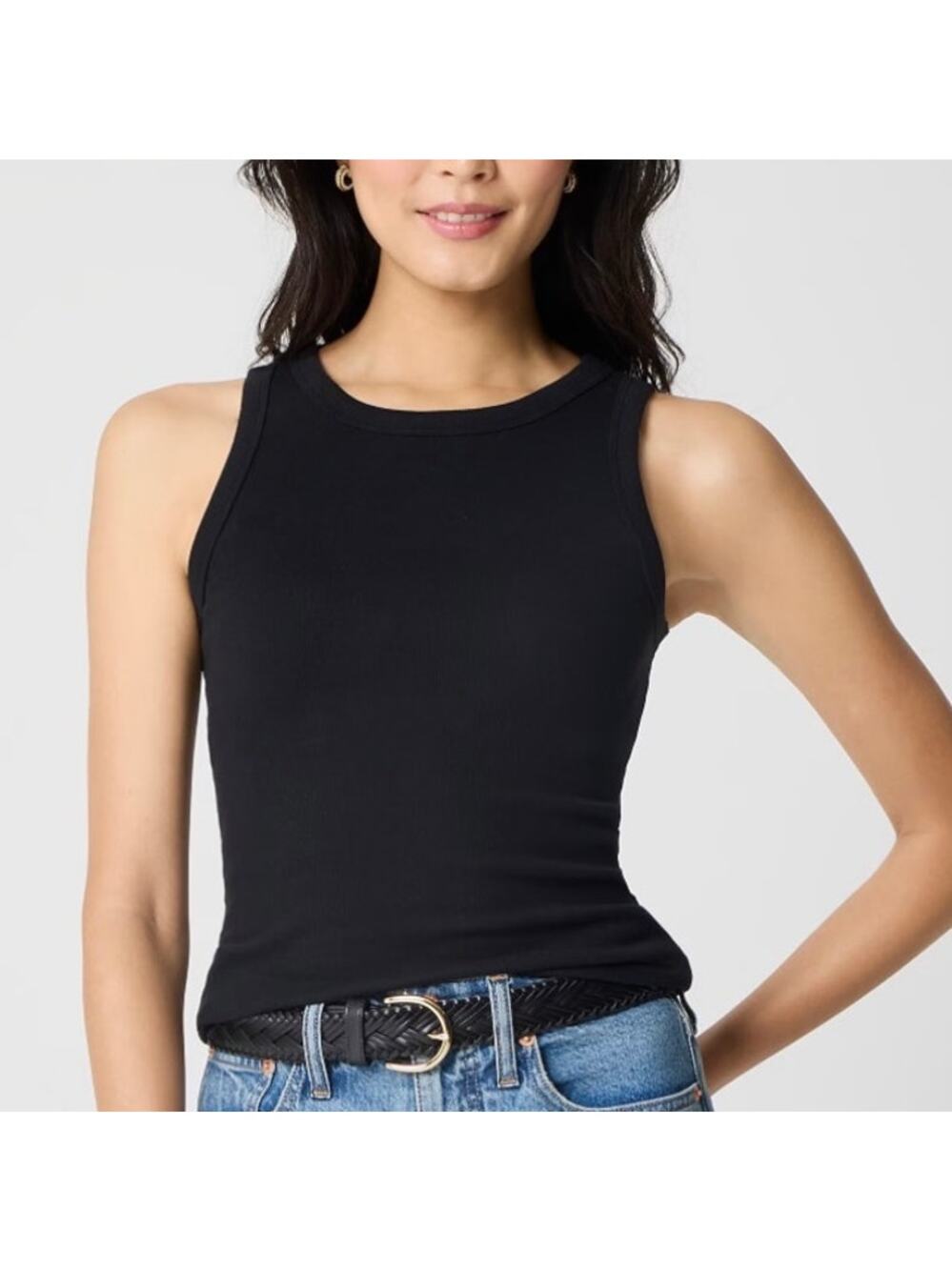 J.Crew Factory Ribbed High Neck Tank Top Black Size XS NWT